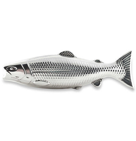 This is a silver stainless steal fish.