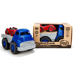 Blue and gray with red race car made from recycled materials