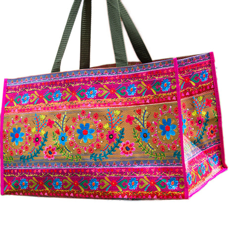 Folk Floral Border Carry-All Tote