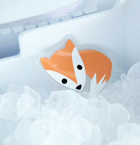 The Hot/Cold "Fox" Pack goes in the ice box in the freezer. 