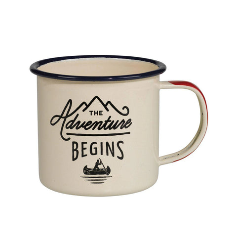 Enamel Mug, "Adventure Begins"