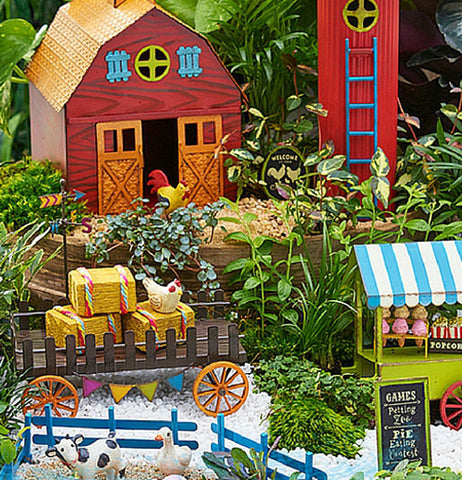 The Mini Farm Wagon works well with the imaginative miniature farm sets outside the garden. 