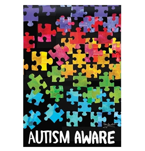 The "Autism Awareness" garden flag is shown without the flag holder.