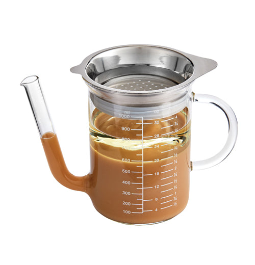 Glass Fat Separator With Gravy Strainer