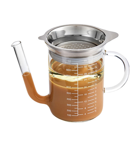 Glass Fat Separator With Gravy Strainer