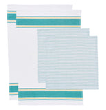 This two  teal dish cloths are on a white background.