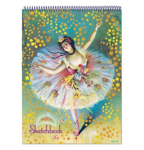 The "French Dancer with Flowers" Sketchbook features the beautiful image of a graceful ballerina dancer.
