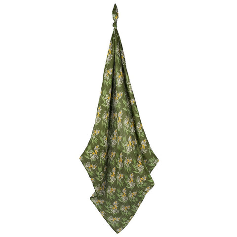 "Green Floral" Bamboo Swaddle Blanket
