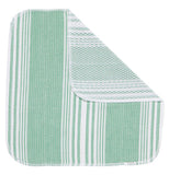 green and white striped dishcloth folded over to see the back.