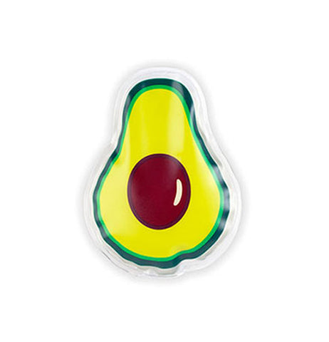 The 'Avocado' Hot/Cold Pack it is shape like an avocado that has beens sliced in half exposing the pulp and the pit.