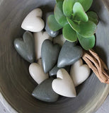 Hand Carved Stone Heart White