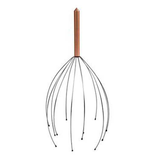 The head massager with the copper handle is shown alone.