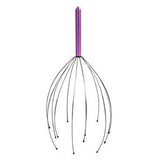 The head massager with the purple handle is shown alone.