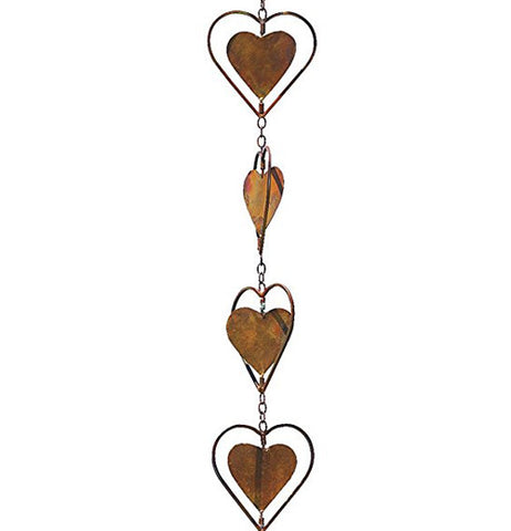 Copper hearts on a chain.