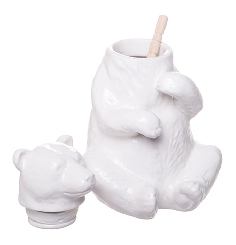 Ceramic Bear Honey Pot w/ Bamboo Honey Dipper