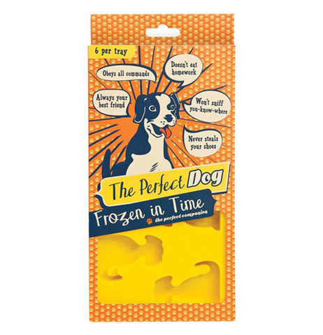 Ice molds in package that has cute saying in speech bubbles. The package says "the perfect dog frozen in time."