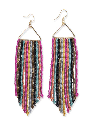 Muted Stripe Fringe Earrings