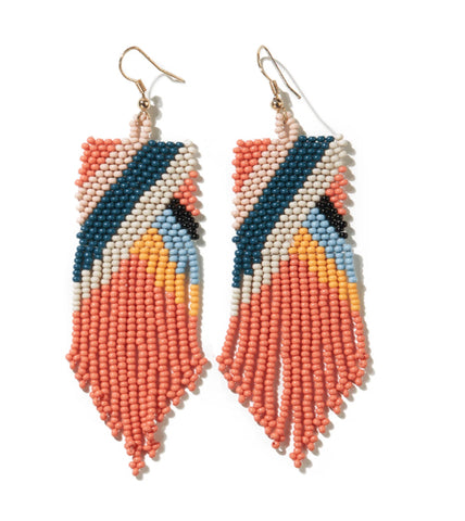 Coral Peacock Ivory Multi-Stripe Earrings