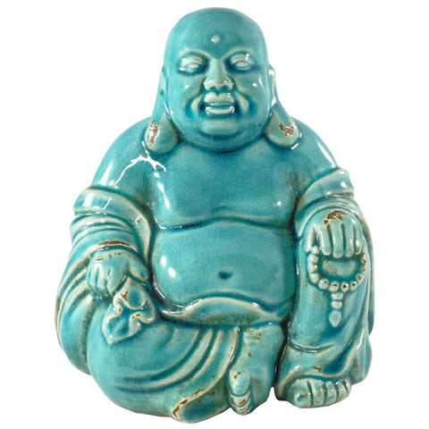 Happy Buddha Statue "Antique Turquoise"