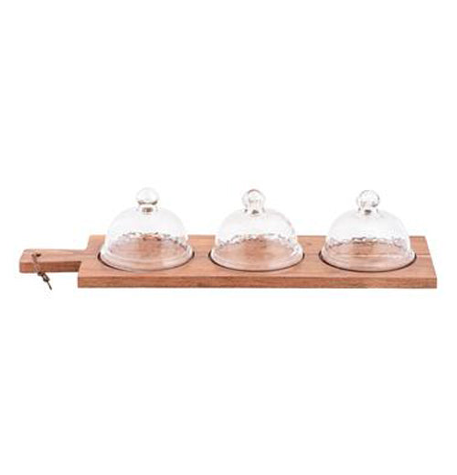 Wood and Hammered Glass Cloche Charcuterie Board