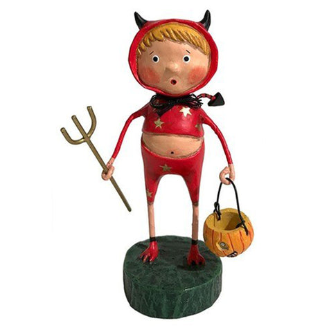 The Lil' Devil figure wears a red devil costume with gold stars and is holding a trick or treat bucket.
