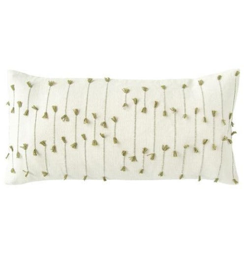 Lumbar Pillow, Cotton Blend Handwoven "Green"