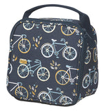 This "sweet ride" lunch bag belongs next to as you eat your lunch on the go, with its unique bicycle pattern shows.