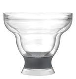 A freeze margarita cooling cup that is clear and black.
