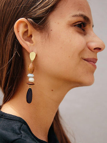 Earrings, Dangle "Kolkata Black"