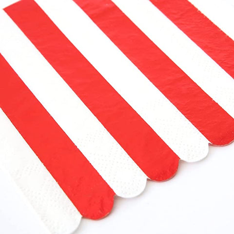 Shiny Red Stripe Large Paper Napkins