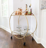 Metal and Gold Finish 2 Tier Bar Cart