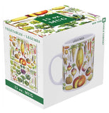The cup featuring the different vegetables is shown in its box, which has an image of the mug on one side, and an image of the vegetables on the other.