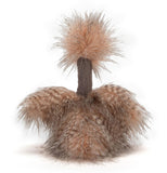 The ostrich is shown from the back
