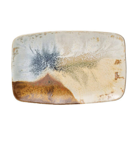 Oblong Stoneware Plate "Reactive Glaze"