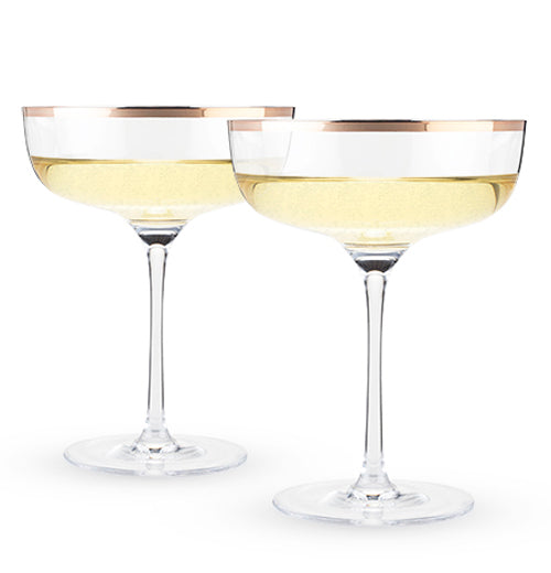 Beverages, such as champagne and wine,  are definitely made for the two tumblers