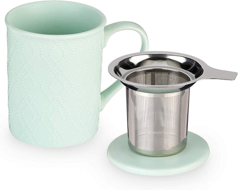 Annette Ceramic Tea Mug With Infuser, Mint