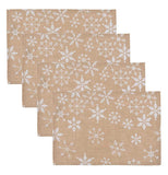  set of 4 burlap Placemats with Snowflakes