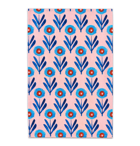 Poppies Red blu Kitchen Tea Towel