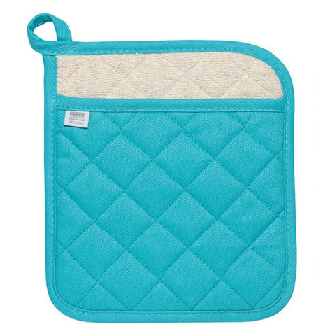  Superior Potholder in Bali Blue with a checkered stitched pattern