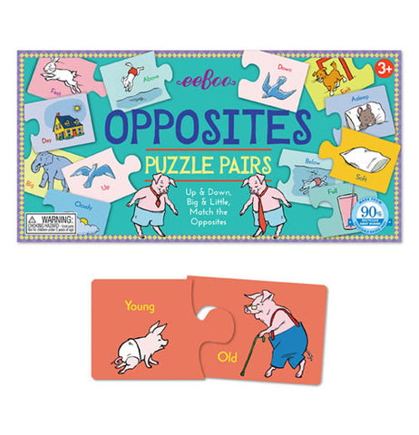 The Opposites puzzle pairs shows pigs and different animals in this puzzle.