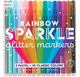 Rainbow Sparkle Glitter Markers Set of 15