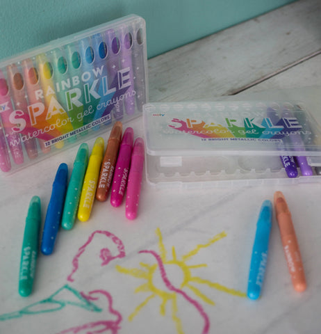 Rainbow Sparkle Metallic Watercolor Gel Crayons-Set of 12