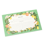 Front of floral citrus recipe cards