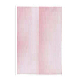 Front view of red and white striped towel for cleaning glasses.