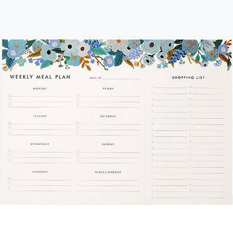 Blue Garden Party Meal Planner