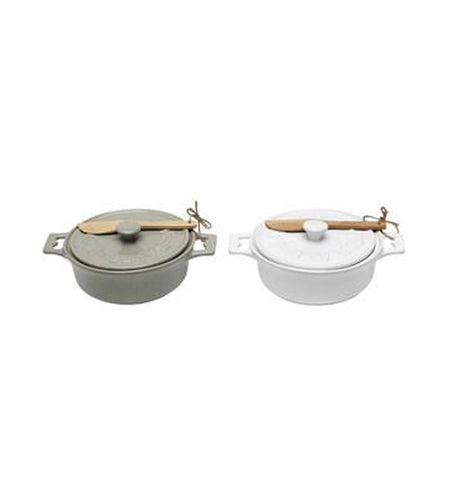 Round Stoneware Brie Baker with Spreader