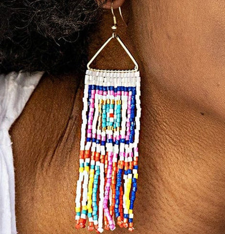 Neon & White Fringe Earrings