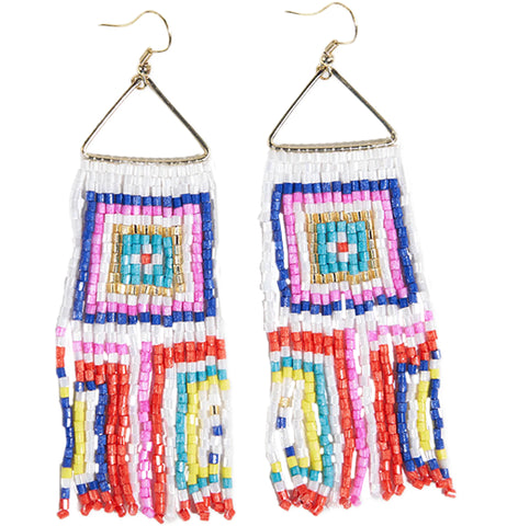 Neon & White Fringe Earrings