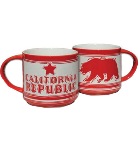 Etched Red California Republic Bear Mug