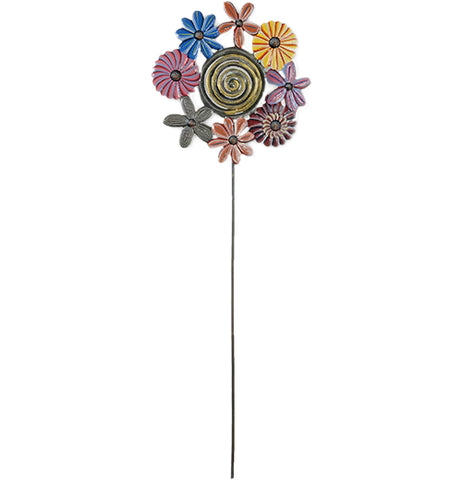 Ring of Flowers Painted Garden Stake